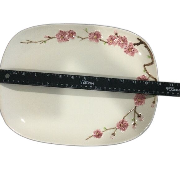 Vintage Metlox Pottery Poppytrail Peach Blossom Serving Platter 13in x 10in - Picture 5 of 6